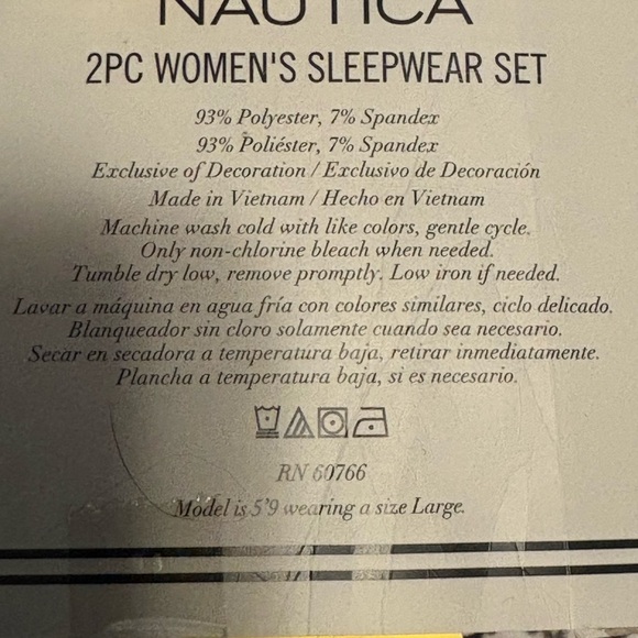 Nautica 2pc fleece pajamas sleepwear set women’s small gray white NWT - Picture 4 of 4